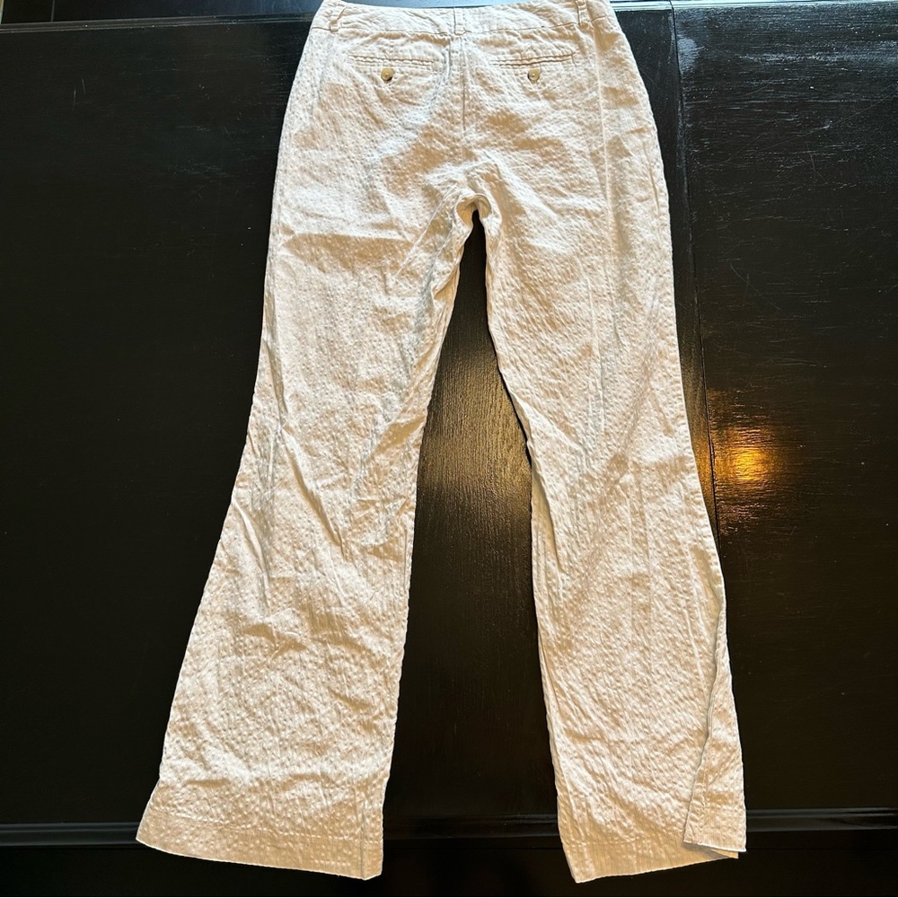 Retro Banana Republic Size 6 Martin white and Blue Striped Linen Pant Wide Leg - Picture 13 of 13